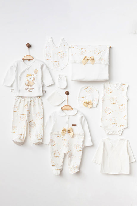 Newborn Baby Girl 10-Piece Hospital Exit Set - Super Star Kitten Design