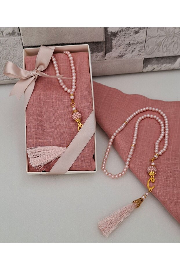 Pink Pearl Tesbih & Headscarf Gift Set