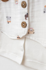 Newborn 5-Piece Muslin Cotton Baby Set - Bear Embroidery