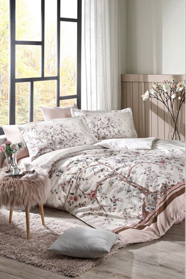 Albero In Fiore Ranforce Double Duvet Cover Set - 200x220 cm