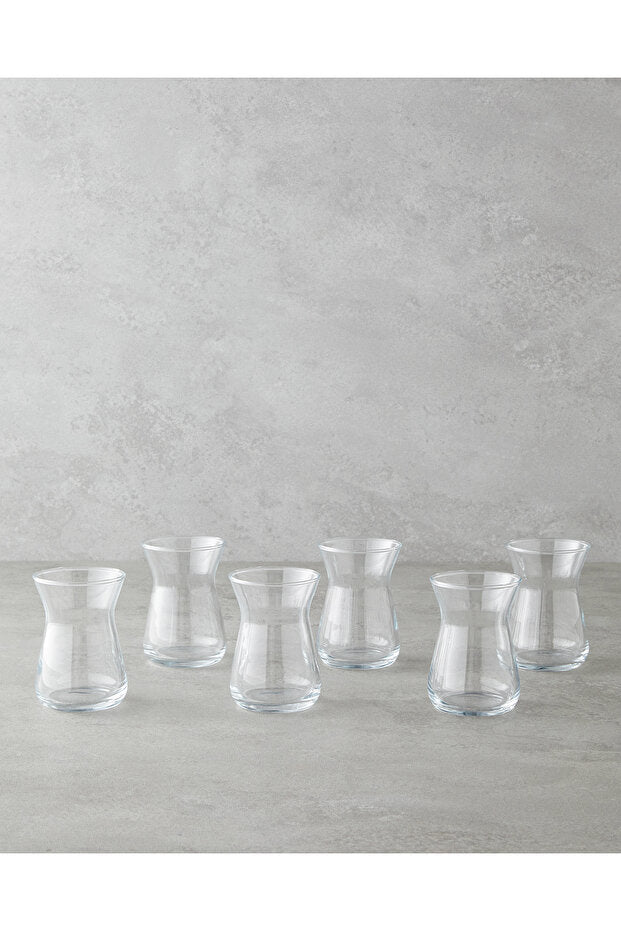 Professional Velin Series Clear Turkish Tea Glasses - 6 x 132ml Set