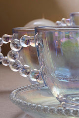 Luster Glass Tea Cup & Saucer Set - 6 Person, 200ml Capacity