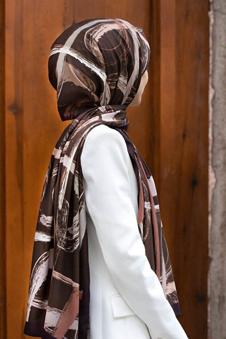 Luxury Medina Silk Shawl - Brown Beige