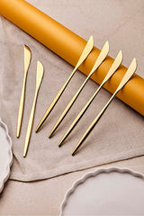 6-Piece Gold Stainless Steel Dinner Knife Set