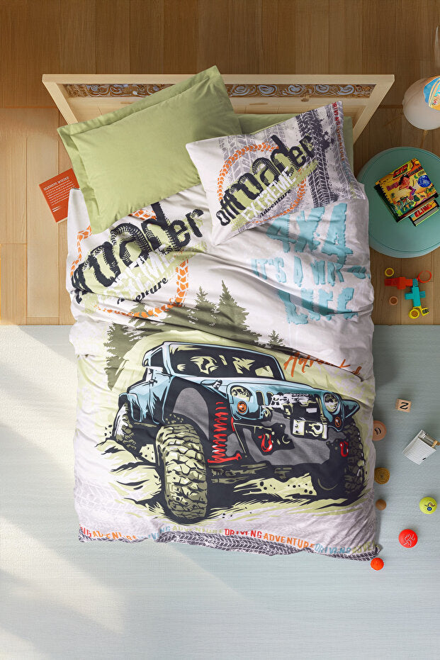 Junior Adventure Green Single Duvet Cover Set