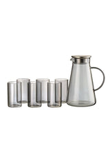 7-Piece Smoked Glass Pitcher & Tumbler Set for Modern Tables