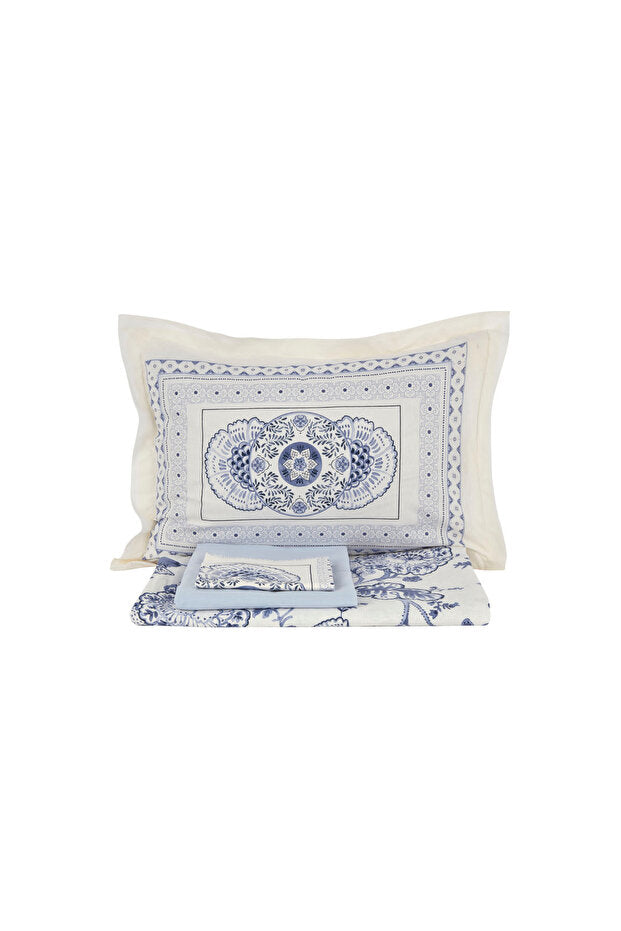 Amar Blue 100% Cotton Single Duvet Cover Set