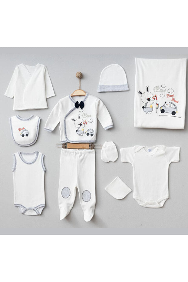 Newborn 10-Piece Bunny & Car Hospital Exit Baby Clothing Set 0-3 Months