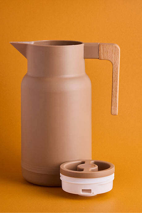 Nordic Bamboo Handle Glass Vacuum Thermos - 1000ml