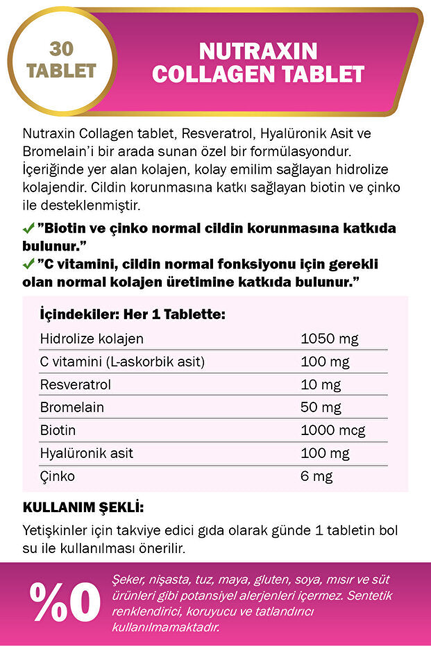 Collagene Idrolizzato 1050mg Compresse - Formula Bellezza, 30 Contenitori