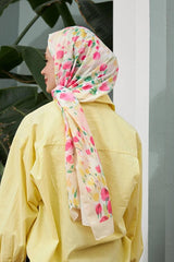 Botanical Pink Cotton Viscose Shawl - Soft & Thin ()