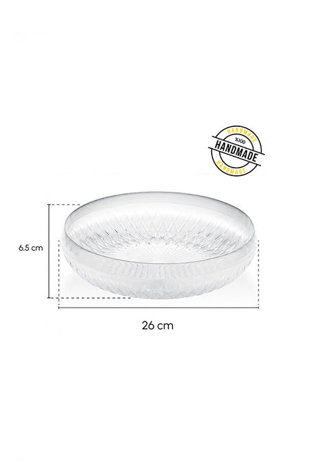 Large Glass Salad & Fruit Bowl - 26cm Scandinavian Style Diamond Cut