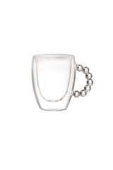 Double Wall Glass Mug with Beaded Handle - Keeps Drinks Hot/Cold, 350ml