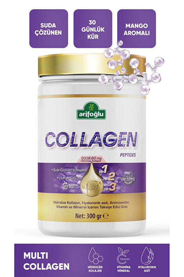 Multi Collagen Peptides Powder - 300g Mango Flavored