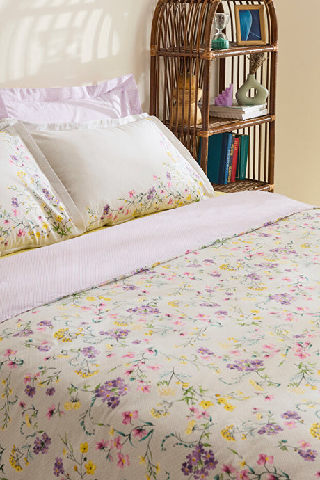 Eliana 100% Cotton Single Duvet Cover Set - Lilac Floral