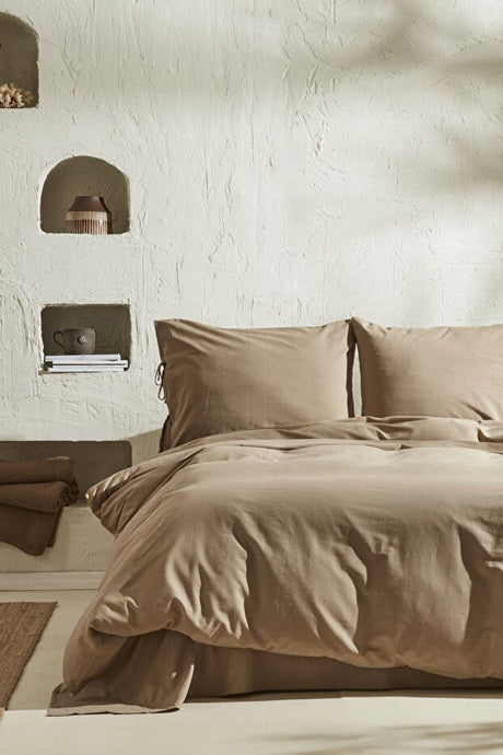 4 Element Double Duvet Cover Set - Latte, 100% Cotton