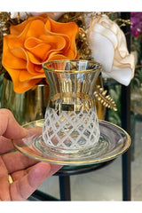 Pasabahce Premium Cut & Gilded 6-Person Modern Tea Set - Gift & Retail Ready