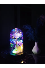 Enchanted LED Galaxy Rose & Teddy Bear Glass Dome Gift