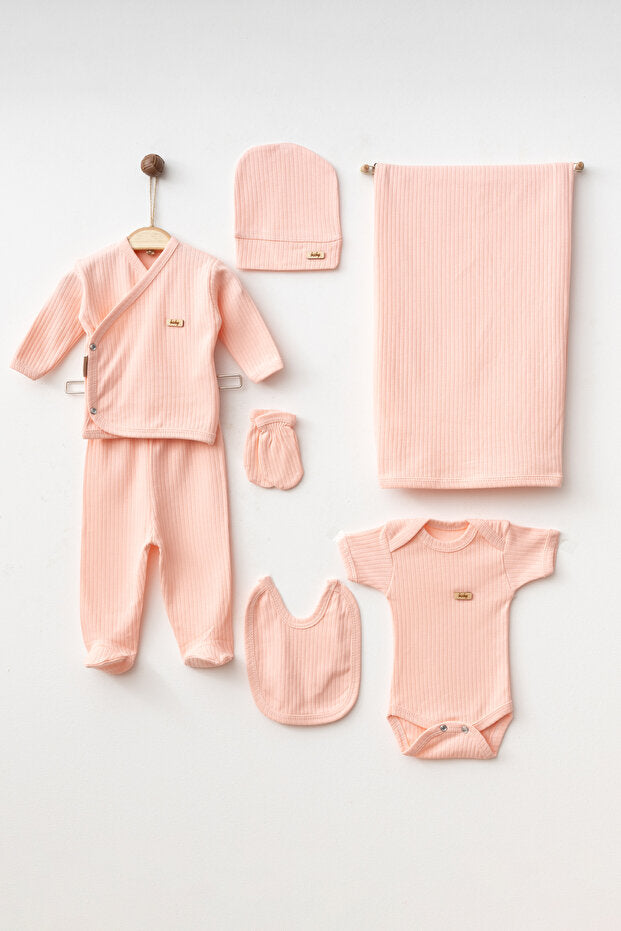 Newborn 7-Piece Basic Ribbed Cotton Baby Layette Set 0-3 Months