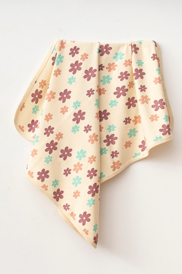 Soft Floral Cotton Baby Blanket - 80x90 cm for Newborns