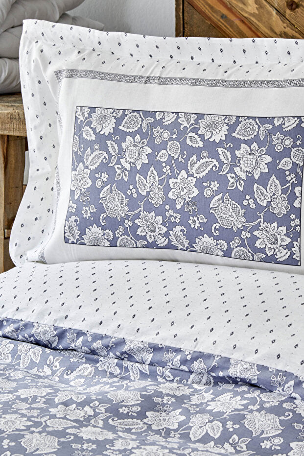 Celerina Blue 100% Cotton Double Duvet Cover Set