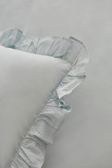 Pure Ruffle 100% Cotton Double Duvet Cover Set - Light Blue