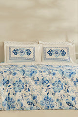 Asul Double Duvet Cover Set - Blue Floral, 100% Cotton