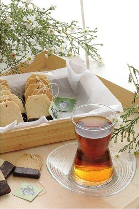 Lav Professional Turkish Tea Glass & Saucer Set - 24 Pieces