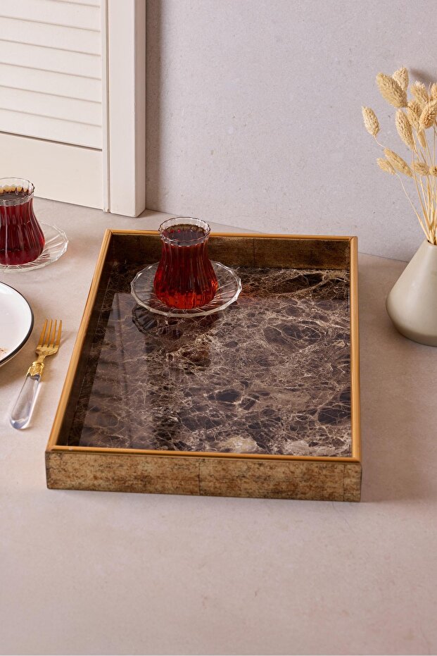 Turin Black Marble Serving Tray - 28x40 cm