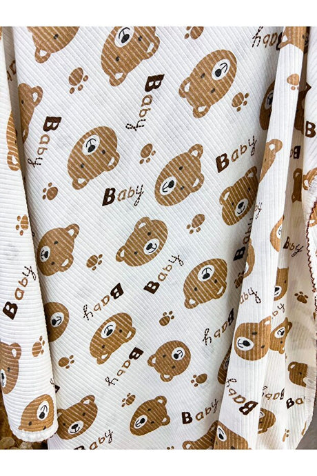 Baby Bear Patterned Double-Layer Cotton Blanket - 80x90 cm