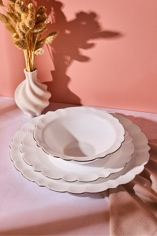 Scalloped Opal Dinner Set - 18 Pieces for 6 Persons