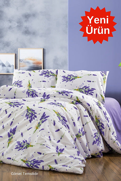 Double 4-Piece 100% Cotton Lavender Lilac Duvet Cover Set