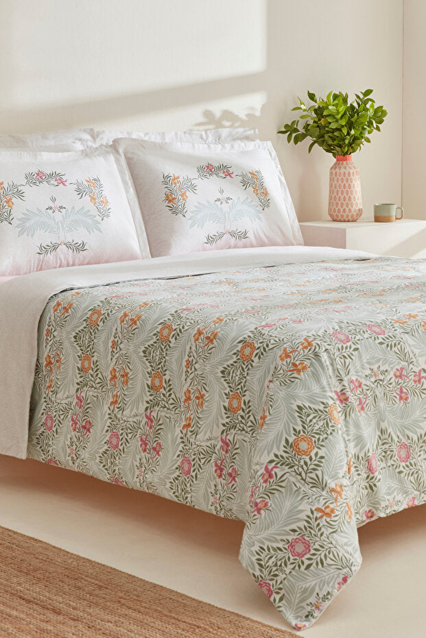 Sean 100% Cotton Double Duvet Cover Set - Floral Pattern