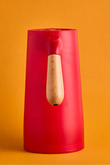 Niva Nordic Bamboo Handle Glass Vacuum Thermos - 1000ml Red