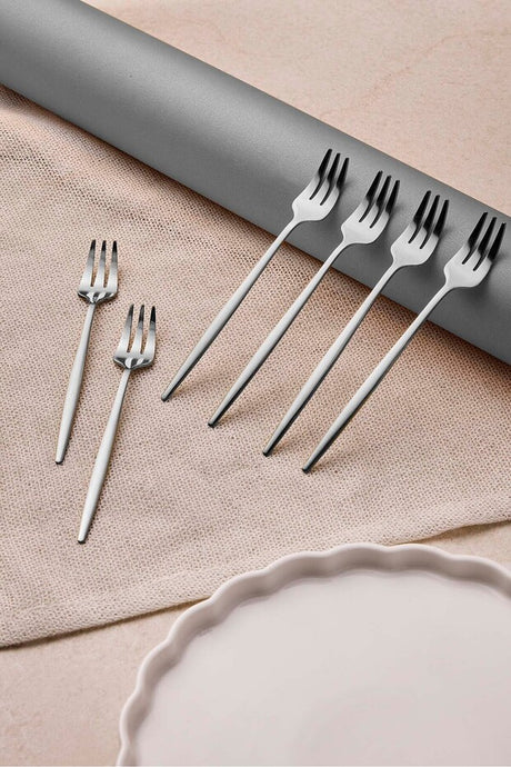 Platinum Finish Stainless Steel Cocktail Forks - 6 Piece Set