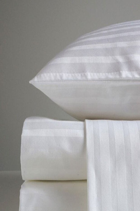Luxury Striped Cotton Sateen Double Duvet Cover Set - 4 Piece