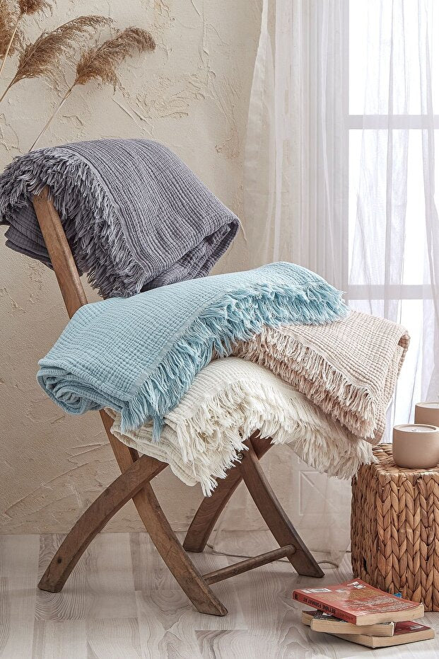4-Layer Muslin 100% Cotton Blanket - Breathable 200x220 cm