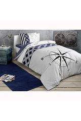 Ranforce Single Duvet Cover Set - Nautical Compass Design