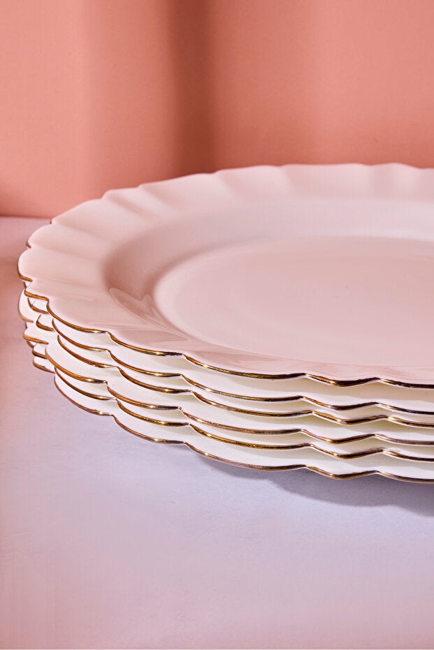 Elegant Opal Serving Plate - 26.5 cm Scalloped Design