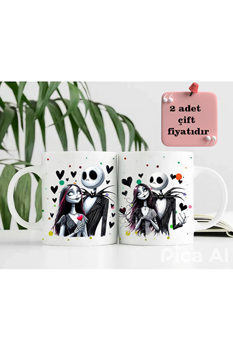 Jack Skellington & Sally Themed Ceramic Couple Mugs - Set of 2, 300ml