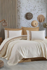Double Pique Bedding Set - Bohamline Tasseled Design