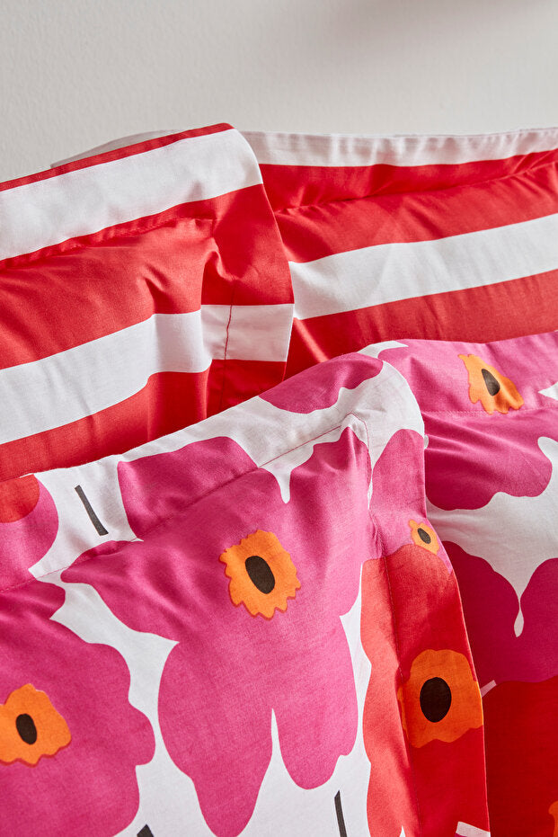 Ernie Doppel-Bettbezug-Set – 100 % Baumwolle, rosa Blumenmuster