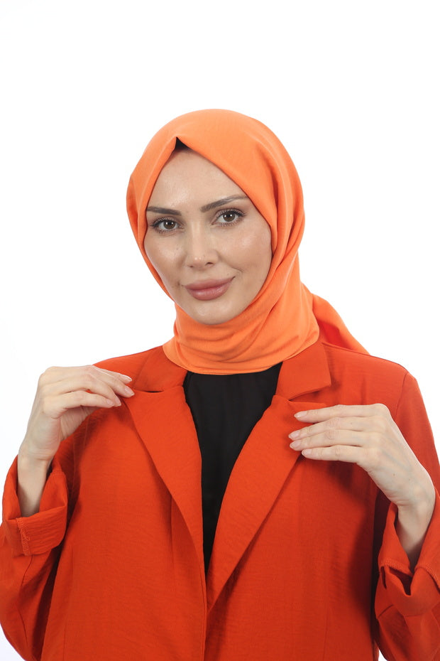 Women's Orange Cotton Crinkle Jazz Shawl
