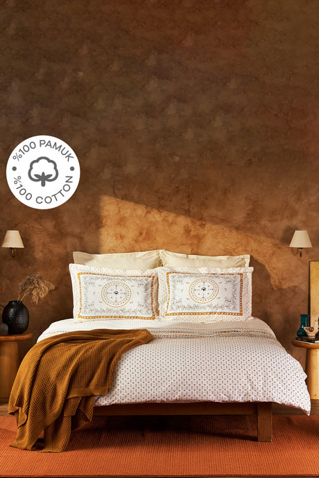 Paye Seljuk Series Double 100% Cotton Duvet Cover & Knitted Blanket Set
