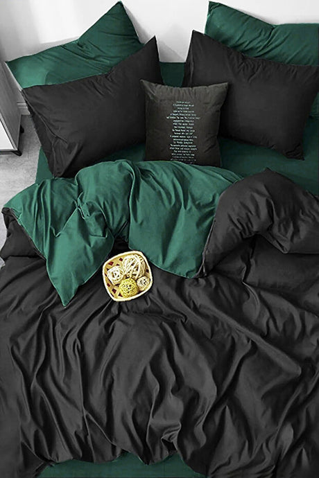 Double Size Military-Black Duvet Cover Set with Fitted Sheet