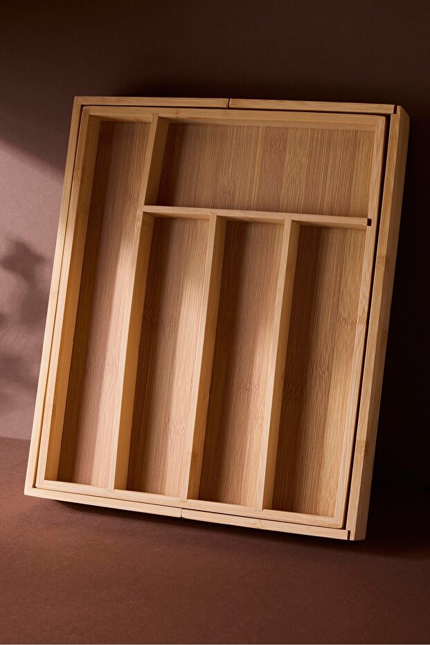 Adjustable Bamboo Drawer Organizer - Expandable Cutlery Tray