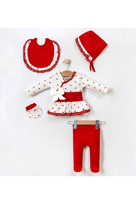 Newborn Baby 5-Piece Hospital Exit Set - Heart Print (0-3 Months)