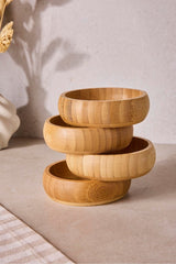 4-Piece Round Bamboo Snack & Serving Bowl Set - 9.5 cm
