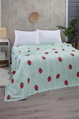 Strawberry Patterned Single Pique Bedspread - 170x230 cm