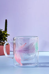 Double Feather Double-Walled Glass Mug - 300ml